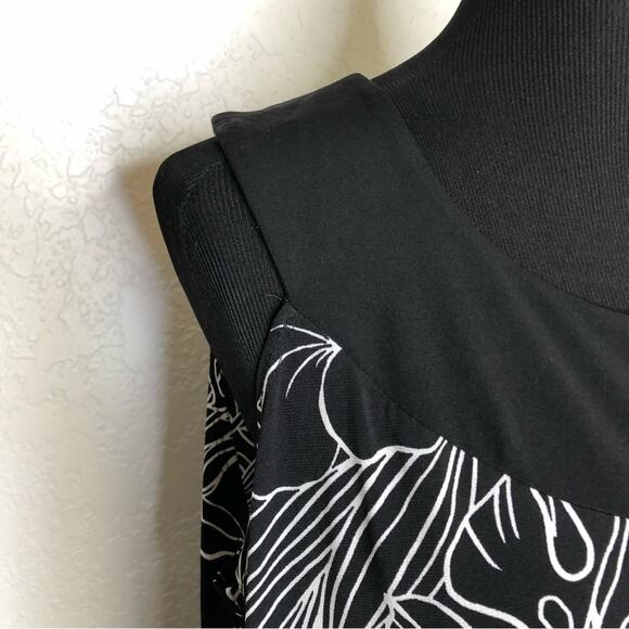 EnFocus Women black and white floral sleeveless shift dress size 14W - Picture 4 of 13